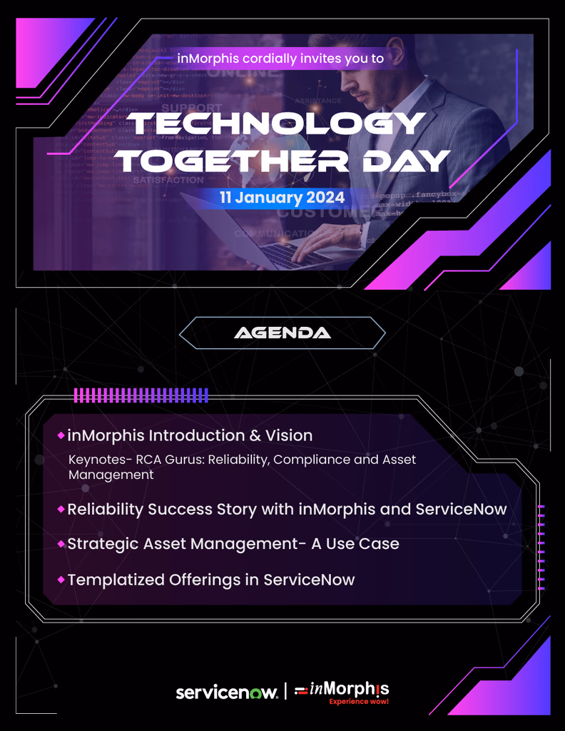 Technology Together Day event invite, inMorphis and ServiceNow, January 2024
