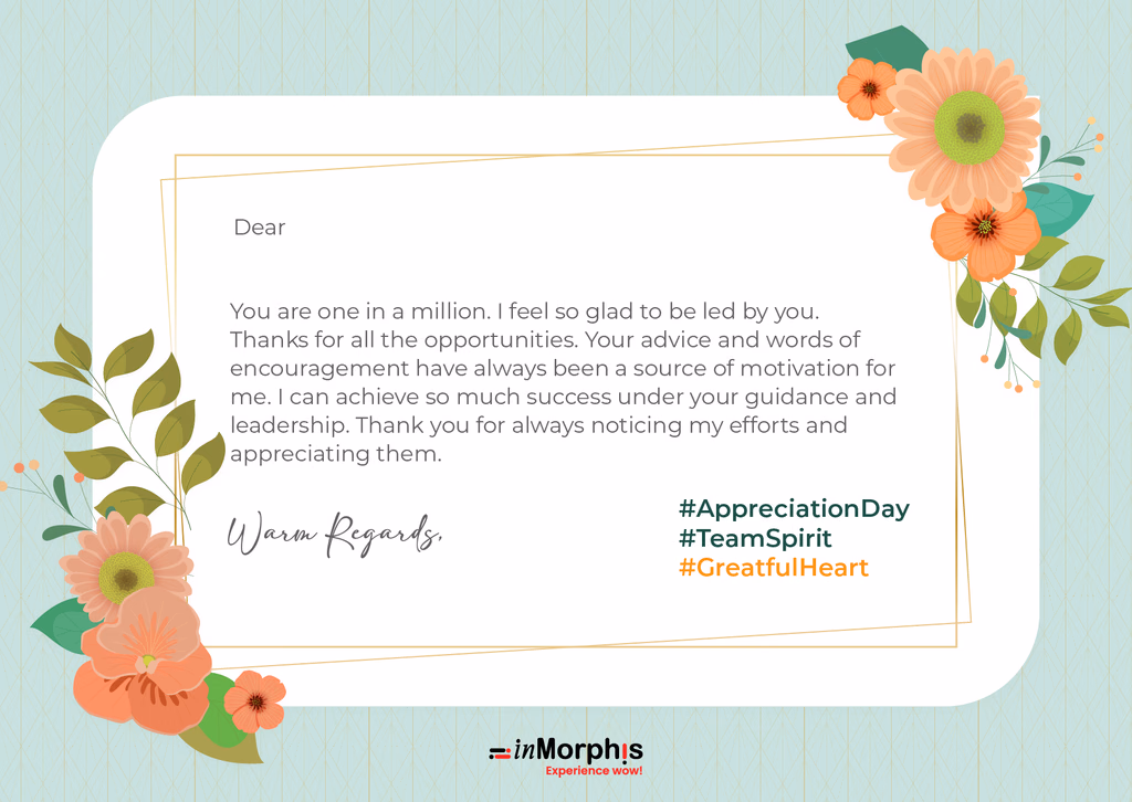 Appreciation card design for inMorphis